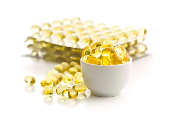 Omega Gel Capsules Fish Oil Pills Healthy Omega — Stock Photo, Image