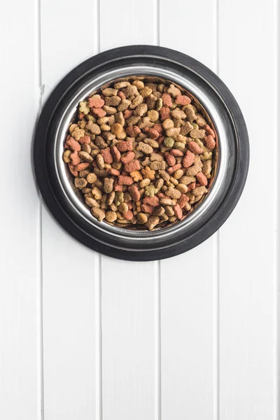 Dry Pet Food Dry Kibble Food Metal Bowl — Stock Photo, Image