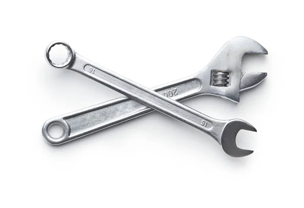 Chrome Vanadium Wrench Industrial Spanner Isolated White Background — Stock Photo, Image