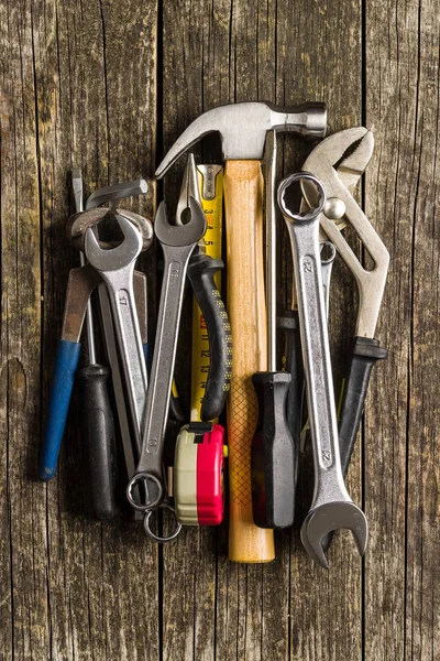 Σύνολο Εργαλείων Χέρι Εργαλεία Για Τεχνίτες Top View Επίπεδη Προβολή — Φωτογραφία Αρχείου