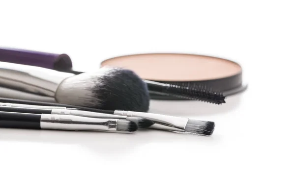 Makeup Brushes Make Accessories Isolated White Background — Stock Photo, Image