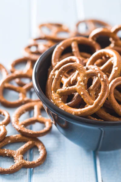 Salted Mini Pretzels Snack Bowl — Stock Photo, Image