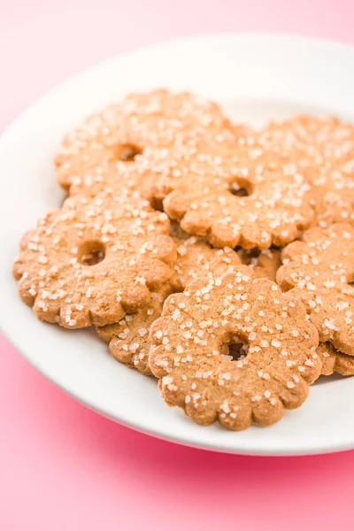 Biscoitos Natal Com Cristais Açúcar Placa — Fotografia de Stock