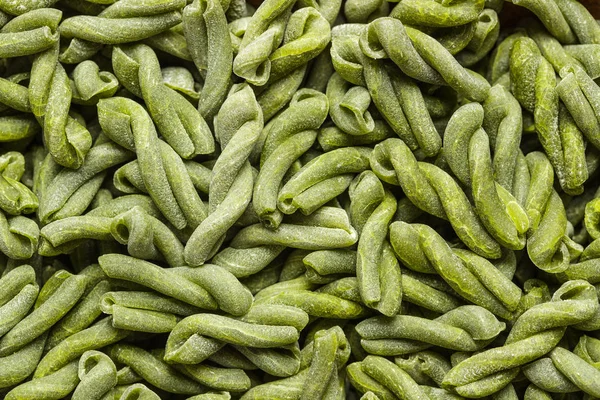 Pâtes Gemelli Aux Épinards Non Cuites Vue Dessus — Photo