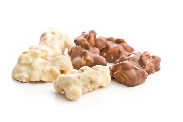 Peanuts Covered White Dark Chocolate Tasty Sweet Chocolate Truffles — Stock Photo, Image