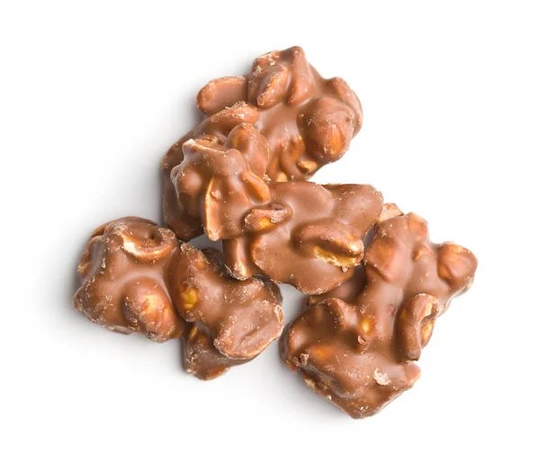 Peanuts Covered Chocolate Isolated White Background Tasty Sweet Chocolate Truffles — Stock Photo, Image