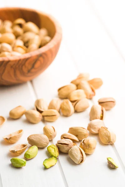 Pistachio Nuts White Table — Stock Photo, Image