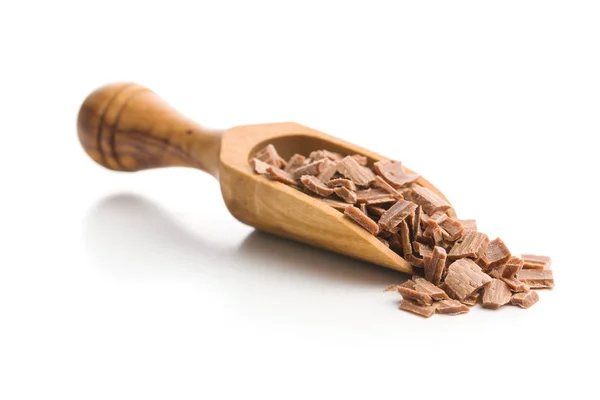 Krossad Mörk Choklad Scoop Isolerad Vit Bakgrund — Stockfoto