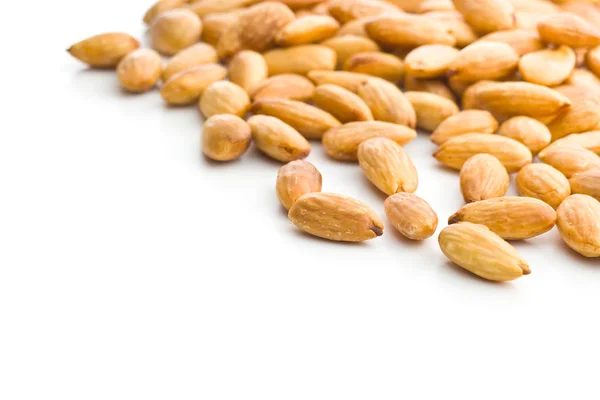 Salty Roasted Almonds Isolated White Background — Stock Photo, Image