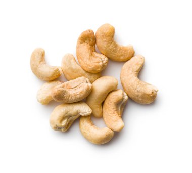 Roasted cashew nuts isolated on white background. clipart