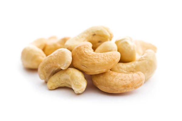 Roasted Cashew Nuts Isolated White Background — Stock Photo, Image