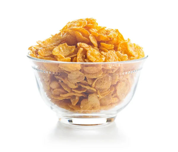 Frühstückszerealien Oder Cornflakes Schüssel Isoliert Weißem Hintergrund — Stockfoto