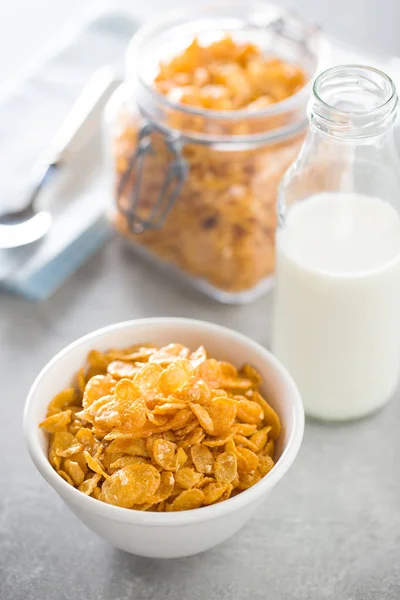 Breakfast Cereals Cornflakes Bowl Milk — Stock Photo, Image