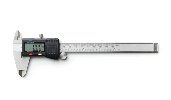 Pinza Vernier Digital Manual Aislada Sobre Fondo Blanco — Foto de Stock