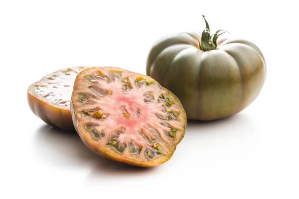 Mörka Brandywine Tomater Isolerad Vit Bakgrund — Stockfoto