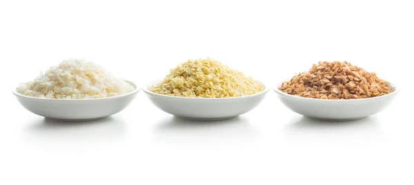 Buckwheat Millet Rice Flakes Bowl Isolated White Background — Stock Photo, Image