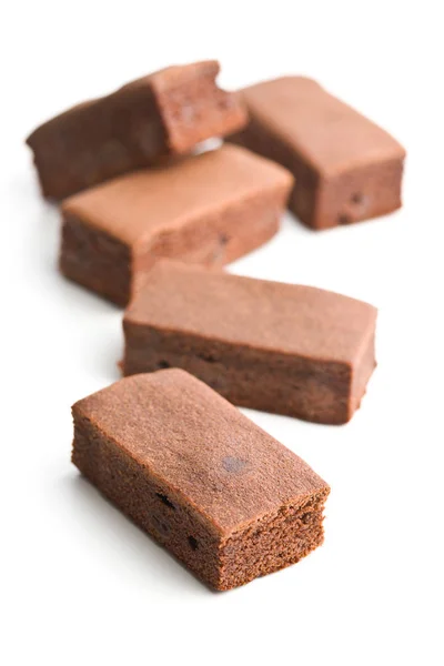 Sweet Chocolate Brownies Isolated White Background — Stock Photo, Image