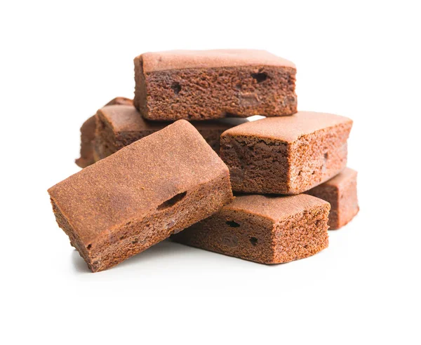 Brownies Chocolate Doce Isolado Fundo Branco — Fotografia de Stock