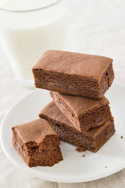 Söt Choklad Brownies Tallriken — Stockfoto