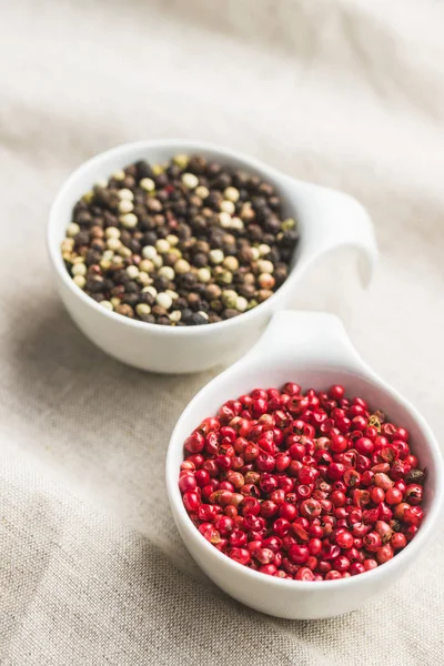 Different Types Dried Peppercorn Bowl — Stock Photo, Image