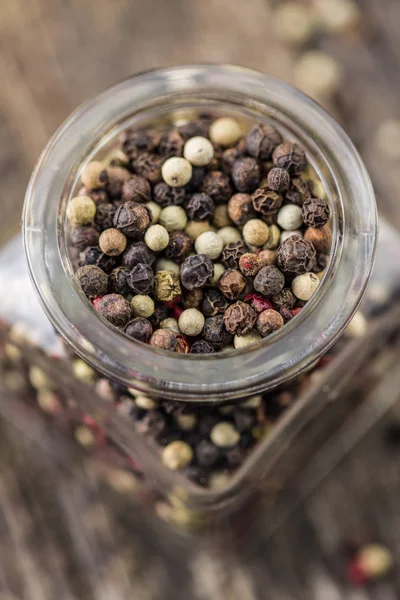 Different Types Dried Peppercorn Jar — Stock Photo, Image
