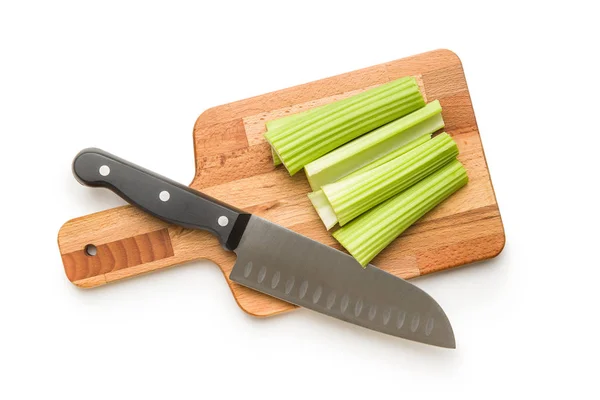 Celery sticks. Cutting celery stalks. — Stock Photo, Image