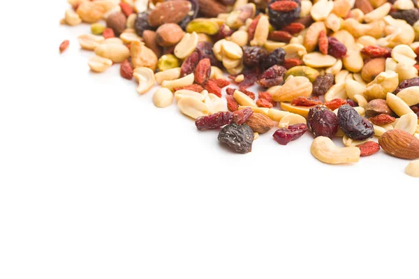 Mix of various nuts and raisins — Stock Photo, Image