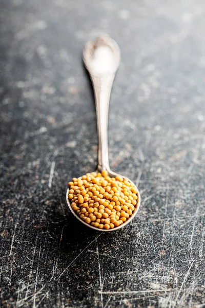 Yellow mustard seeds. — Stock Photo, Image