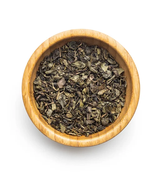 Sušené listy zeleného čaje. — Stock fotografie