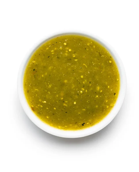 Scharfe Jalapeño-Sauce. grüne Chilisoße. — Stockfoto