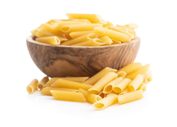 Uncooked Penne Pasta Bowl Dried Italian Pasta Isolated White Background — Stock Photo, Image