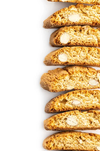 Süße Italienische Cantuccini Kekse Mandelgebäck Isoliert Auf Weißem Hintergrund — Stockfoto