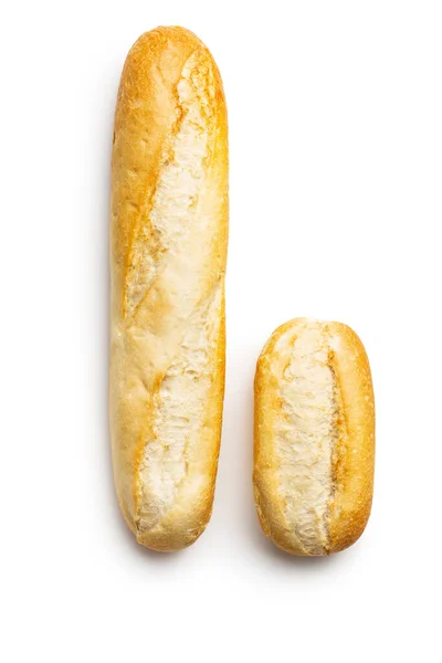 在白色背景上被隔离的法国硬面包 — 图库照片
