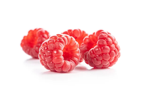 Ripe Red Raspberries Isolated White Background — Stock Photo, Image