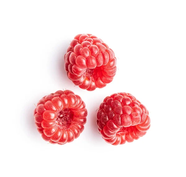 Ripe Red Raspberries Isolated White Background — Stock Photo, Image
