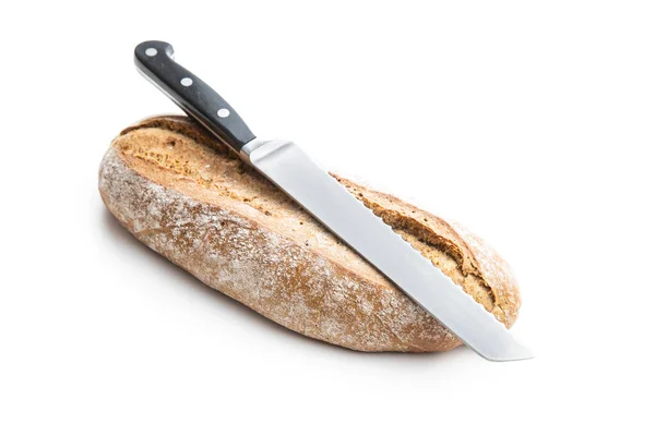 Crusty Homemade Bread Isolated White Background — Stock Photo, Image
