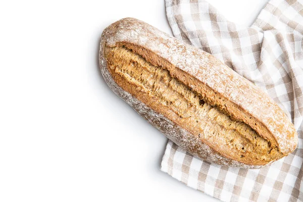 Crusty Homemade Bread Isolated White Background — Stock Photo, Image