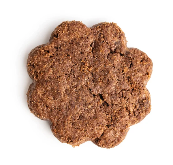 Knaprig Choklad Kex Form Blomma Isolerad Vit Bakgrund — Stockfoto