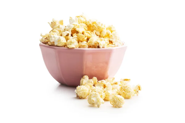 Sweet Tasty Popcorn Bowl Isolated White Background — Stock Photo, Image