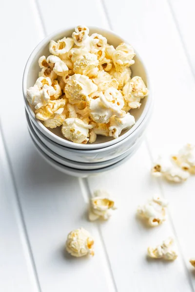 Sweet Tasty Popcorn Bowl White Table — Stock Photo, Image