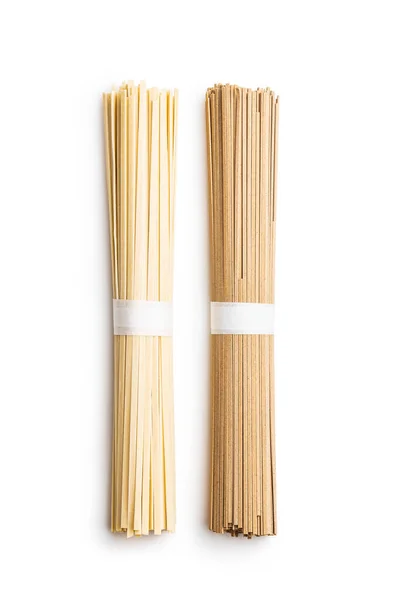 Άψητα Νουντλς Σόμπα Και Ούντον Παραδοσιακά Ιαπωνικά Noodles Απομονωμένα Λευκό — Φωτογραφία Αρχείου