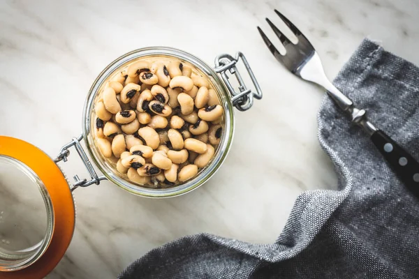 Marinated Black Eyed Beans Jar — Stock Photo, Image