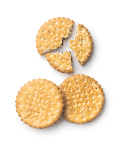 Zoete Sandwich Koekjes Geïsoleerd Witte Achtergrond — Stockfoto