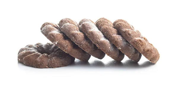 甘いリングクッキー 白を基調としたココア風味のビスケット — ストック写真