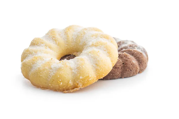 Süße Ringe Kekse Kekse Mit Kakao Und Vanillearoma Isoliert Auf — Stockfoto