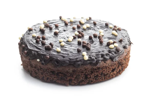 Sweet Chocolate Cake Isolated White Background — Stock Photo, Image