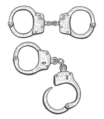 Kelepçe kümesi. Elle çizilmiş Vintage vektör siyah oyma. Beyaz arka plan üzerinde izole. Şık tasarım kroki çizim ile