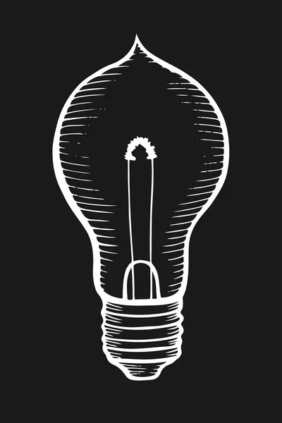 白熱電球が光る ベクトル ビンテージ ホワイト黒の背景のイラストを彫刻 — ストックベクタ