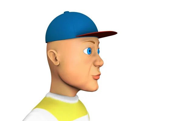 Funny Man Baseball Cap Rending Cartoon Illustration — стоковое фото