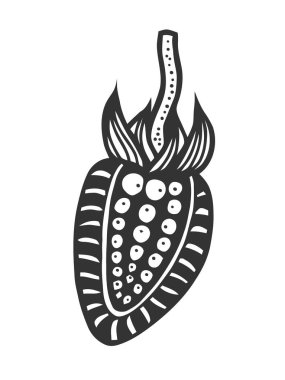 Çilek siyah ve beyaz. Elle çizilmiş doodle, vektör. Kroki izleme yapılmıştır. Kitap sayfa yetişkin renklendirme. Garnet meyve.